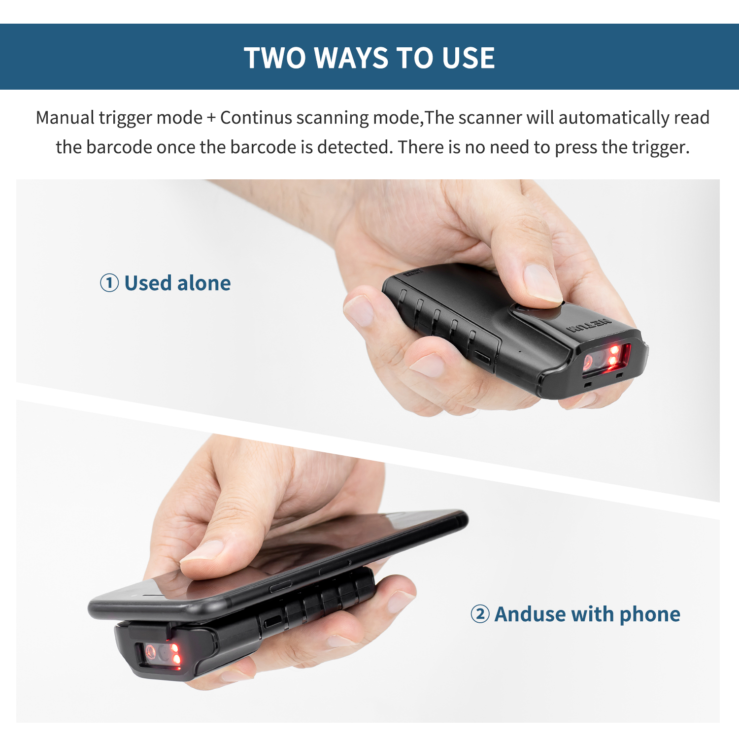NETUM E800 Wireless Bluetooth Barcode Scanner - Image 3