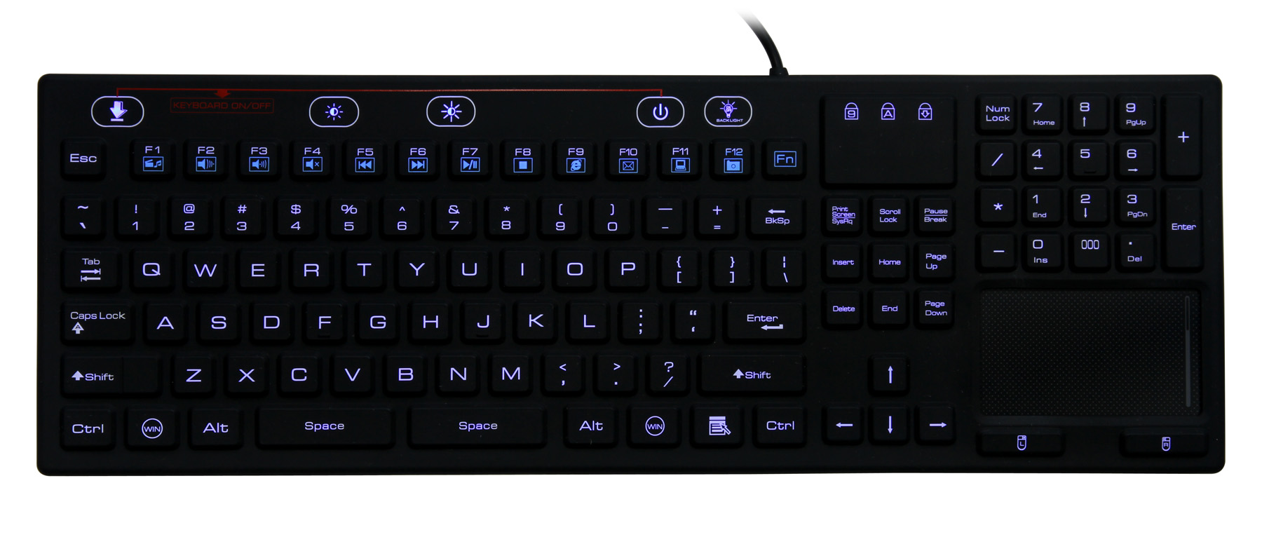 Inputel SK314 IP68 washable backlit silicon Keyboard